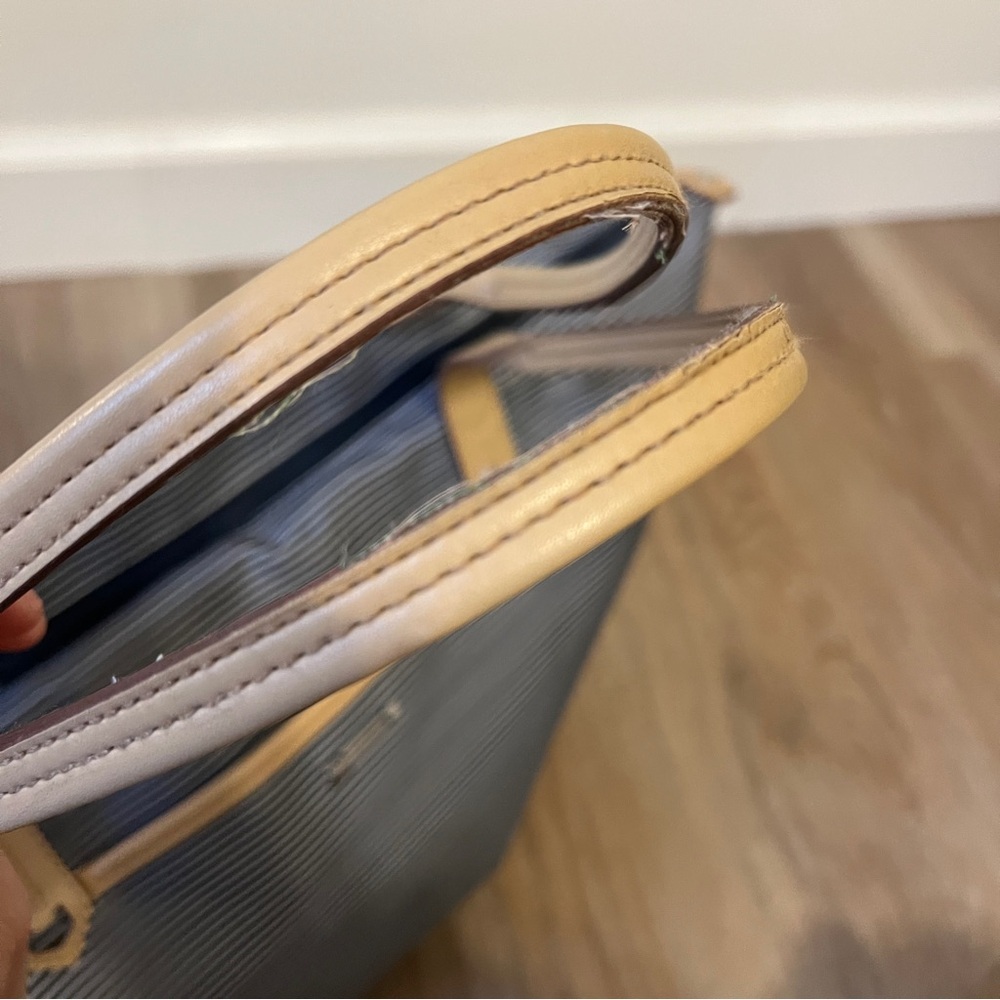 STELLA & DOT "How Does She Do It" Purse/ Tote Blue & White Stripe Adjustable - Picture 9 of 13